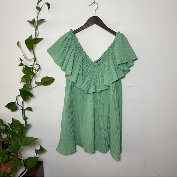 Zara Mint Green Ruffle Mini Party Dress - XS - Picture 9 of 9